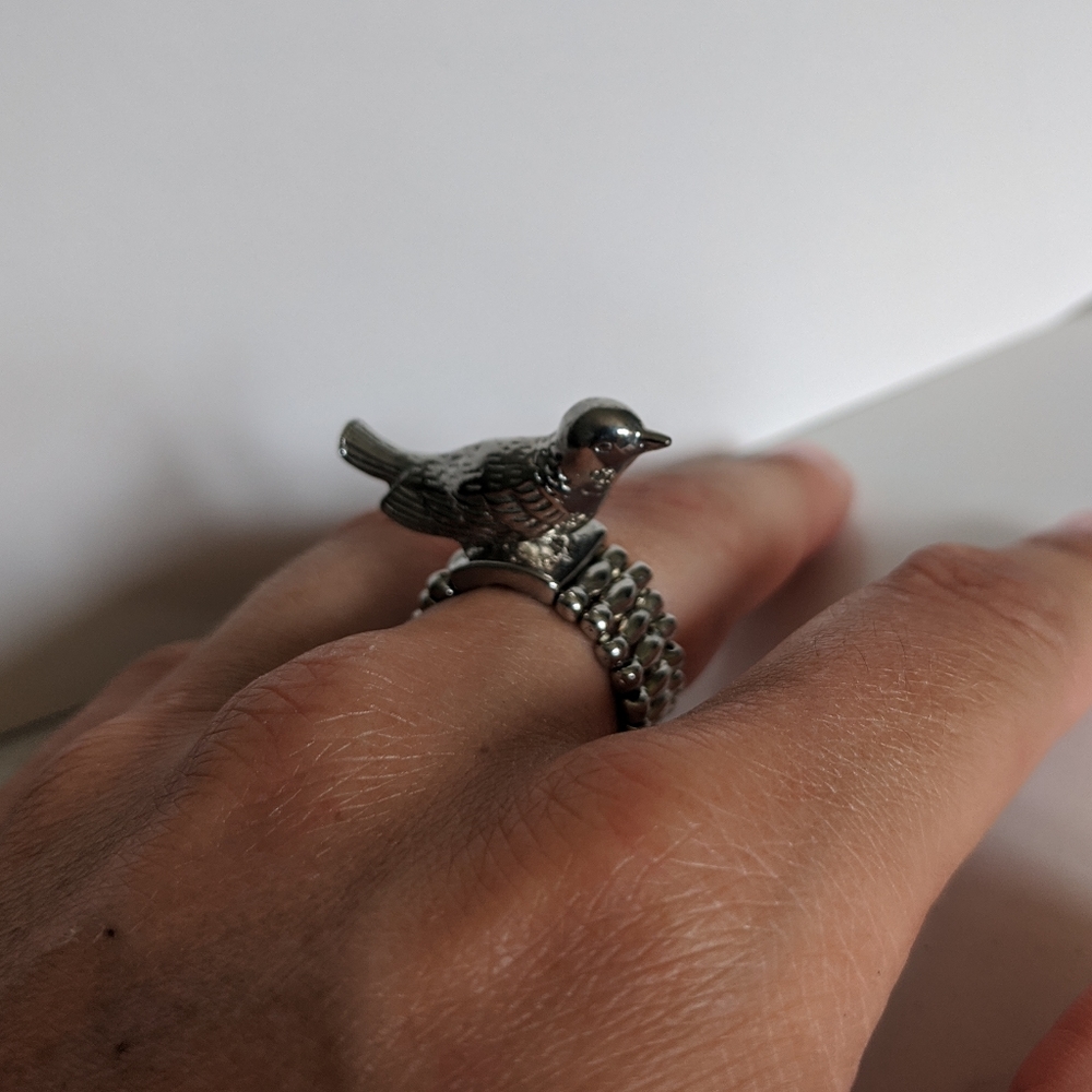 Silver bird ring